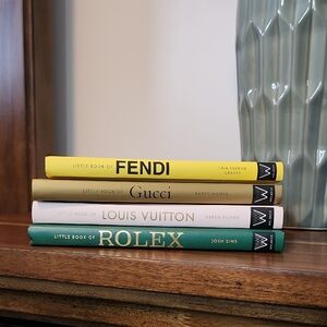 Fendi, Gucci, Louis Vuitton, and Rolex Decorative Book Set